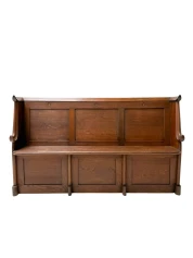 Willem Penaat Art Deco Three-Seat Bench, Solid Oak, 1920s
